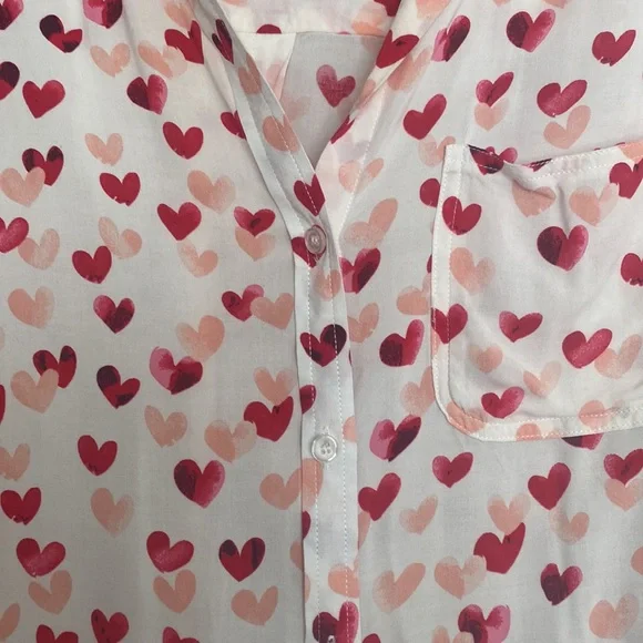 Shirt blouse in pink and red heart size 1X - Picture 3 of 5